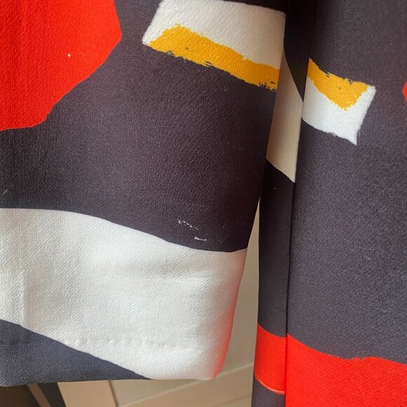 H&M Bold Abstract Color Block 3/4 Sleeve Tunic Shift Dress 6 Scuba orange black - Picture 9 of 14